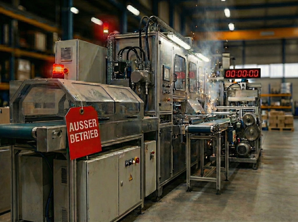 Industrial plant during machine downtime