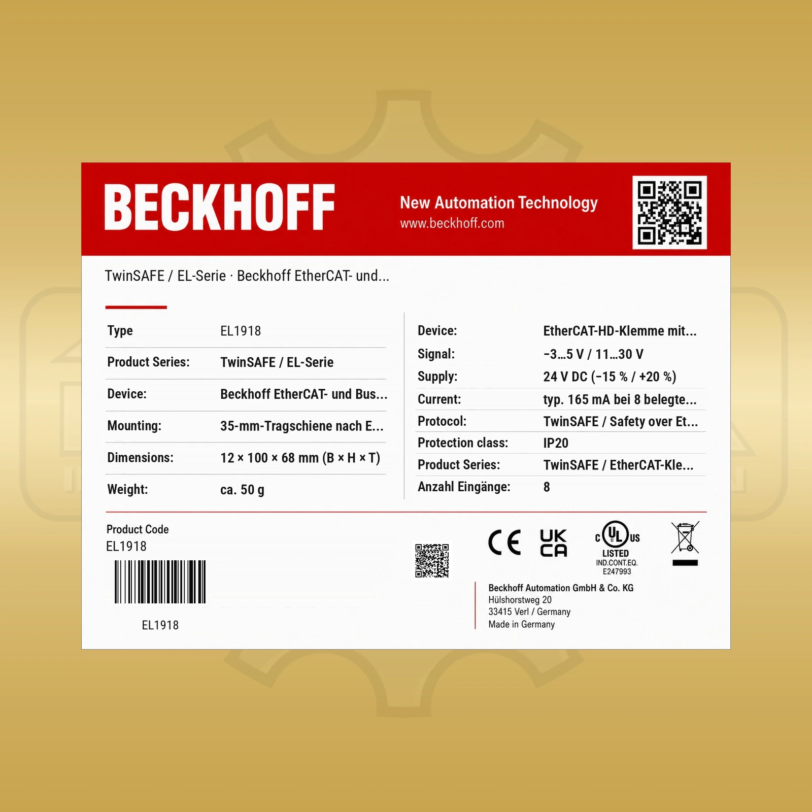 Beckhoff Automation EL1918