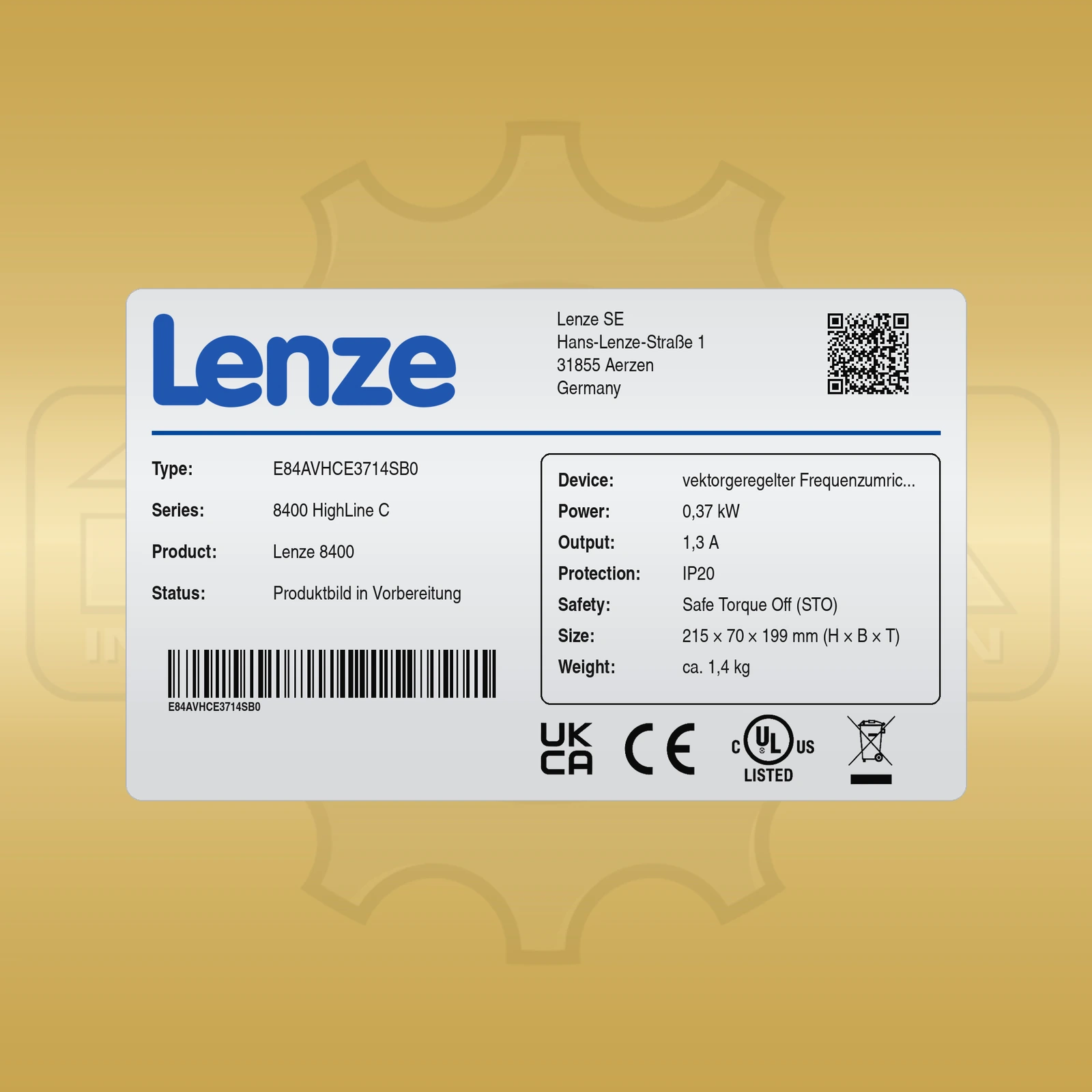 Lenze E84AVHCE3714SB0