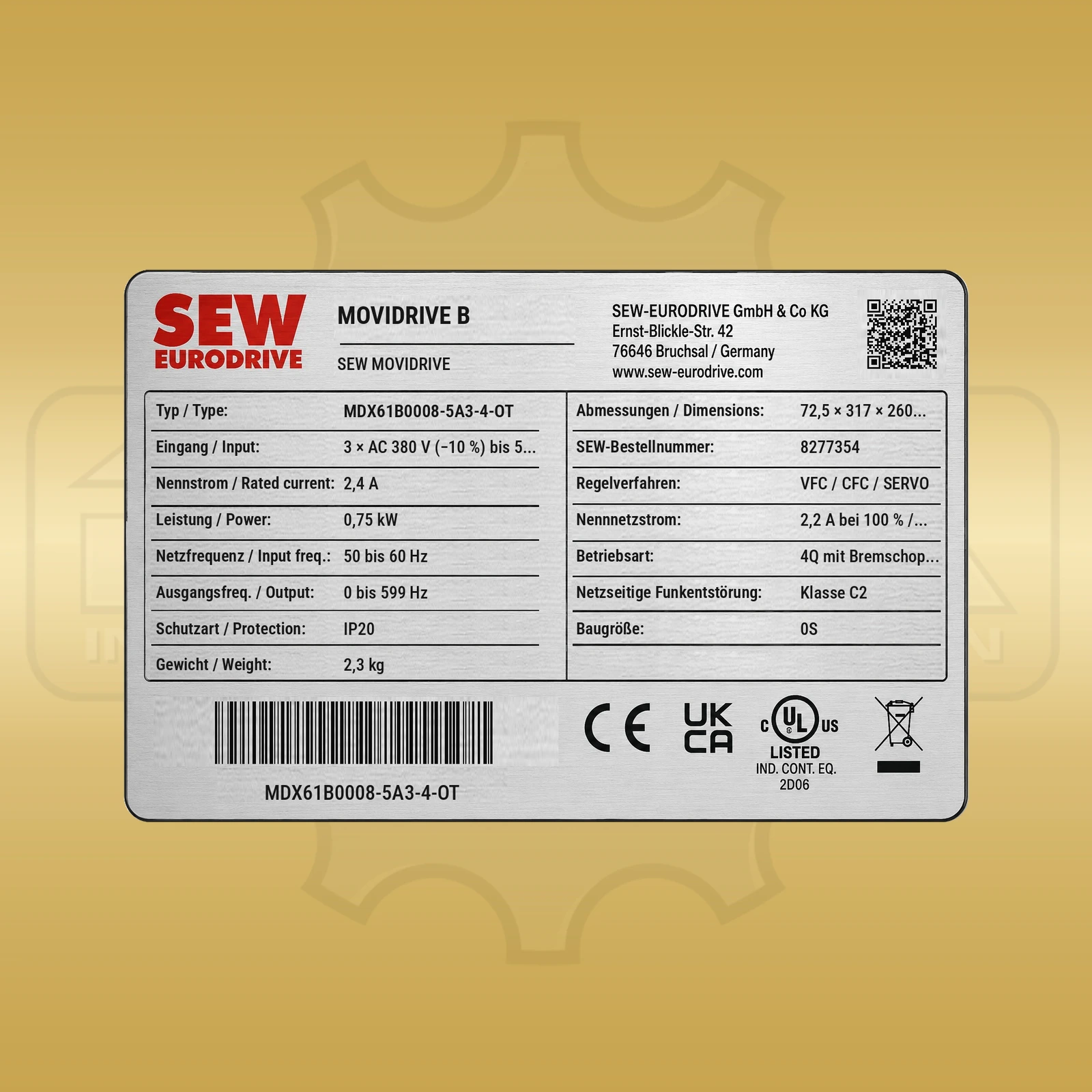 SEW-Eurodrive MDX61B0008-5A3-4-0T