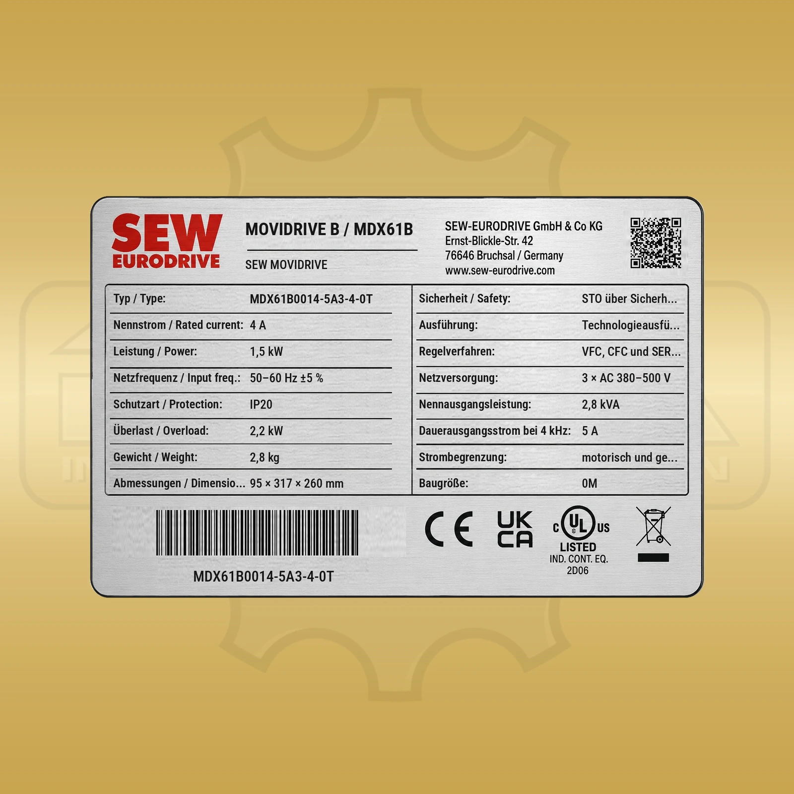 SEW-Eurodrive MDX61B0014-5A3-4-0T