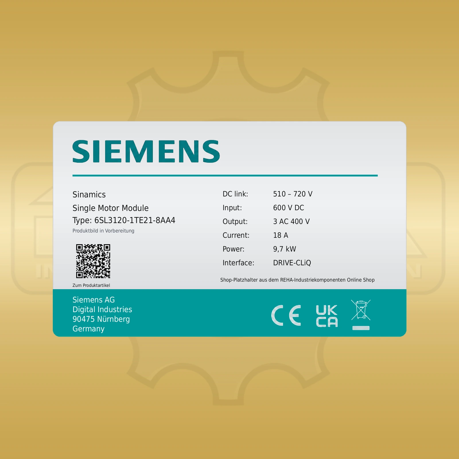 Siemens 6SL3120-1TE21-8AA4